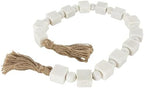 Deco 79 Marble Handmade Beaded Garland with Tassel Square Small Beads with Tassel with Knotted Brown Jute, Beads with Tassel 42" x 2" x 1", White by Unknown