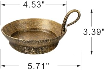 4" Wide Set of 2 Cast Iron Candle Holder with Handle in Rustic Gold for Pillar with Handle, Pillar Candle Holder, Farmhouse Vintage Style, for Mantels, Tabletops, Centerpieces, Entryways - Image 2