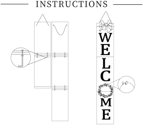 Welcome Sign for Front Porch– 47inch with 12 Wooden Interchangeable Vertical Home Wall Decor(6 double sided disks), Standing and Hanging Farmhouse Outdoor Indoor Decor Welcome Door Sign for - Image 5