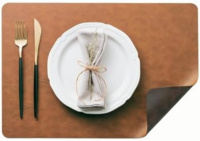 DOLOPL Placemats Set of 8, Reversible Dual-Color Faux Leather Place Mats by DOLOPLOfficial