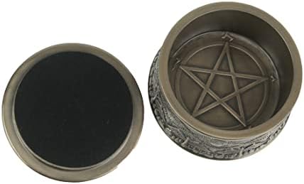 Veronese Design 2 3/8" Tall Baphomet Round Trinket Box Cold Cast Resin Antique Bronze Finish - Image 3