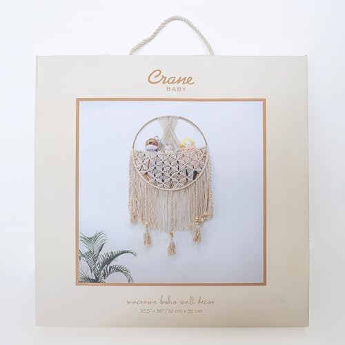 Crane Baby Charlie Farmhouse Macramé Boho Toy Bin with Tassels, Hanging Basket Nursery Decor, Stuffed Animal Storage, Wall Organizer for Playroom, Boho Baby Room Decor& Kids Room Organization - Image 6