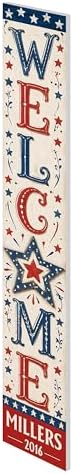 48x8" Custom 4th of July Welcome Porch Sign, Personalized Patriotic Porch Decor for Independence Day, Standing Welcome Sign for Front Door, PVC, Design 5 - Image 3