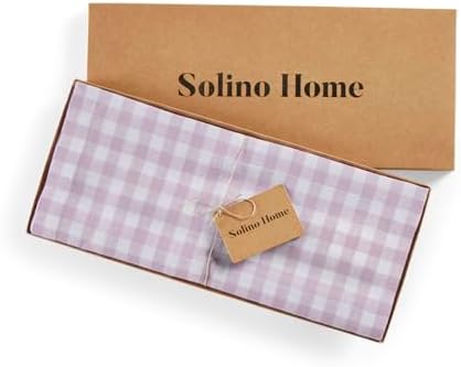 Solino Home 100% Pure Linen Table Runner Lilac, Gingham Check 14 x 120 in - Image 5