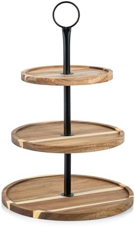 Perco Cupcake Stand, 3 Tier Wooden Tiered Display Stand for 20 Cupcakes – Wood Dessert Table Display Set, Tiered Serving Tray for Weddings, Birthdays, Baby Showers & Events by Perco