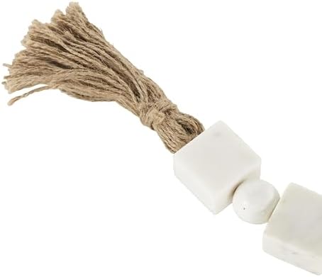 Deco 79 Marble Handmade Beaded Garland with Tassel Square Small Beads with Tassel with Knotted Brown Jute, Beads with Tassel 42" x 2" x 1", White - Image 4