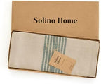 Solino Home 100% Linen Table Runner, 14 x 132 in, Green and Natural Striped - Image 5