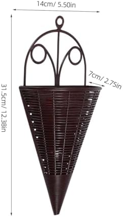 INOOMP Rattan Decorative Hanging Wall Basket Set Lightweight Cone Shaped Woven Planters for Balcony Garden and Home Storage Rustic Style Hanging Storage Basket for Flowers and Green Plants - Image 2