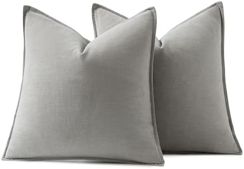 MIULEE Decorative Linen Pillow Covers 20x20 Inch Light Gray - Image 6