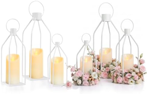 Elegant White Decorative Lanterns Set of 6-19/16/13 Inch by kehail