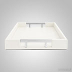 Modern Elegant 17.5"x12" White Rectangle Shagreen Faux Leather Decorative Tray Ottoman Coffee Table Perfume Living Room Kitchen Serving Tray with Silver Metal Handles for All Occasion's - Image 4