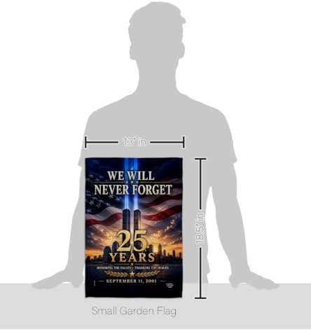 25 Year 9/11 We Will Never Forget Flag Stand Kit Wall Decor Home Tapestry Poster Patriot Day Decor Memorial Gifts Memorabilia Home Decorations September 11 Garden Remembrance Tribute - Image 2