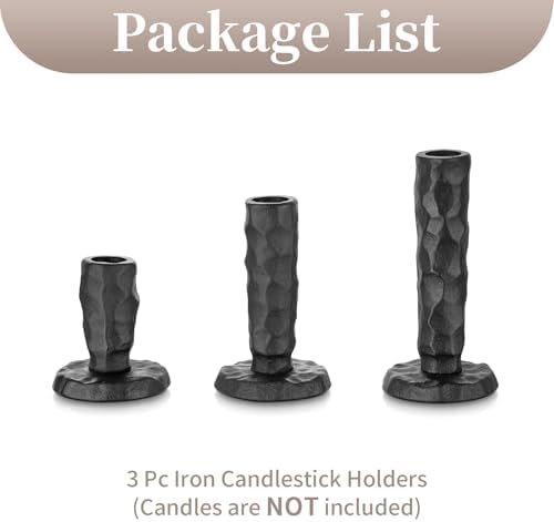 Sziqiqi Black Iron Candlstick Holders: Cast Iron Taper Candle Holder - Image 7