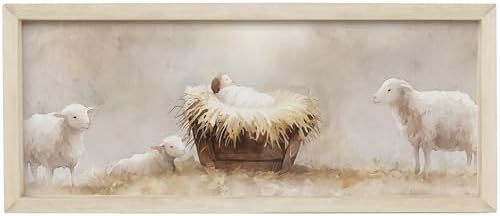 Simply Said, INC Baby Jesus Manger Nativity Scene Art Christmas Farmhouse Frames Decor, 10 x 24 inch Rustic Wood Sign, Made in USA, FF1363 by SimplySaidINC