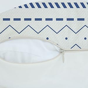 4 Pcs/Set Geometric Throw Pillow Covers Boho Home Sweet Home Decorative Minimalist Strips Plants Linen Pillow Cases for Outdoor Sofa Couch Decorative, 24"x24", Blue White - Image 4