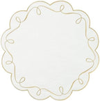 16.5 Inch Ribbon Twirl Embroidery Round Placemats Set of 4, Scalloped Round Table Mats for Party Kitchen Dining Decoration, Gold by OPEXSCAL