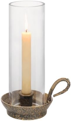 4" Wide Cast Iron Hurricane Candle Holder for Taper Candle in Antique Gold Finish, Candlestick Holder, Farmhouse,Shabby Chic for Mantels, Dining Tables, Bookshelves, Centerpieces, Entryways - Image 3