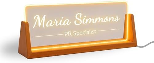 Custom Wall Business Sign, Rectangle Rounded Door Sign, Office Gift Table Top Company Sign Office Decor Personalized Square Business Sign, Valentines Day (LED Light Name Plate) by ClickedCraft