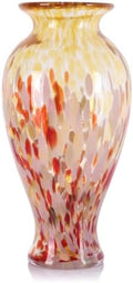 Amber Red Hand Blown Glass Vase 11.8" Tall Beautiful Designer Flower Vase by LCCCK