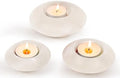 Tea Light Candle Holders Set of 3 – Handcrafted Natural Marble Tealight & Votive Holders in Graduated Sizes (4", 3.5", 3"), Decorative Stone Candle Holders for Home Décor & Table Centerpieces by ElysianMarble