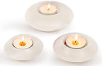 Tea Light Candle Holders Set of 3 – Handcrafted Natural Marble Tealight & Votive Holders in Graduated Sizes (4", 3.5", 3"), Decorative Stone Candle Holders for Home Décor & Table Centerpieces by ElysianMarble