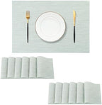 Leetaltree Mint Cream Placemats Set of 12 - Heat Resistant Non-Slip Place mats for Dining Table, Washable Durable PVC Vinyl Woven Table Mats（Mint Cream, 12） by Leetaltree-ArtatEveryTable