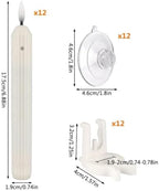 12 Flameless Led Taper Windows Candles with Sensor Dusk to Dawn & Ivory Striped Candlesticks with Suction Cups, Roman Column Christmas Window Candle Battery Operated for Home Decor - Image 2
