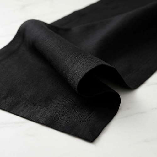 Solino Home 100% Linen Dining Table Runner Black Woven, Fete 14 x 48 in - Image 4