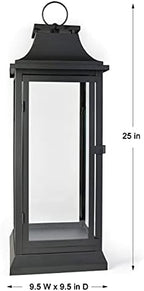 Serene Spaces Living 25" Tall Black Decorative Hurricane Lantern with Clear Glass Panels - Indoor Lantern and Outdoor Lantern for Porch, Events, Parties, & Table Top Decor - Extra Large Lantern - Image 6
