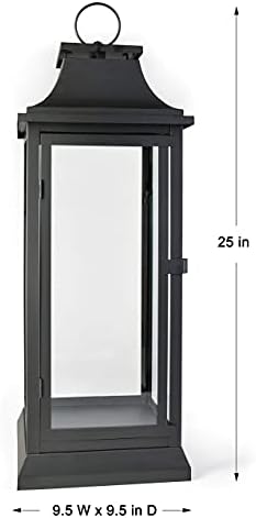 Serene Spaces Living 25" Tall Black Decorative Hurricane Lantern with Clear Glass Panels - Indoor Lantern and Outdoor Lantern for Porch, Events, Parties, & Table Top Decor - Extra Large Lantern - Image 6