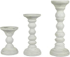 Mela Artisans Willow Mango Wood Candle Holders - Cool Grey, Set of 3 by MelaArtisans
