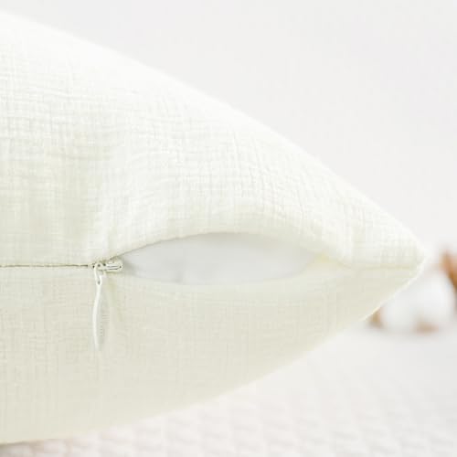 CaliTime Decorative Couch Throw Pillow Covers 18 X 18 Inches Cream - Image 3