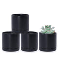 D'vine Dev 4-Pack Ceramic Pots with Saucers, Black, 3.5 in, 94-X-A-2 by DvineDevPlanterPotsandStand