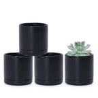 D'vine Dev 4-Pack Ceramic Pots with Saucers, Black, 3.5 in, 94-X-A-2 by DvineDevPlanterPotsandStand