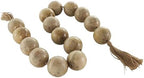 Deco 79 Mango Wood Handmade Beaded Garland with Tassel Round Extra Long Orb Large Beads with Tassel with Knotted Jute, Beads with Tassel 63" x 3" x 3", Brown - Image 2