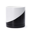 D'vine Dev 8.2 Inch Ceramic Planter Pot, Black White Diagonal, 94-O-D-K by DvineDevPlanterPotsandStand