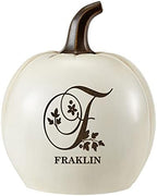Let's Make Memories Personalized Pumpkin for Halloween - Custom Jack O Lantern with Your Name - Fall Decor - Light Up Pumpkin for Indoor/Outdoor Use - Floral Name and Monogram - Small - Cream by LetsMakeMemories