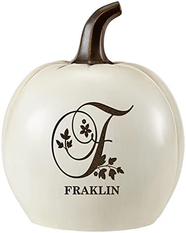 Let's Make Memories Personalized Pumpkin for Halloween - Custom Jack O Lantern with Your Name - Fall Decor - Light Up Pumpkin for Indoor/Outdoor Use - Floral Name and Monogram - Small - Cream by LetsMakeMemories