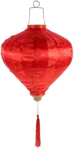 Uonlytech Japanese Silk Lanterns Traditional Oriental with Tassel Vietnamese Oval Lunar New Year Decorations Red by UONLYtech