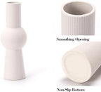 Ceramic Vase Set of 3 White Home Decor Modern Farmhouse Style Living Room Ornament Dining Table Room Pottery Small Vases for Dried Flowers - Image 4