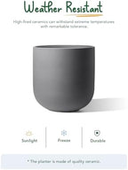 LE TAUCI 10 Inch Plant Pot, Ceramic Pots for Plants, Charcoal Gray - Image 6