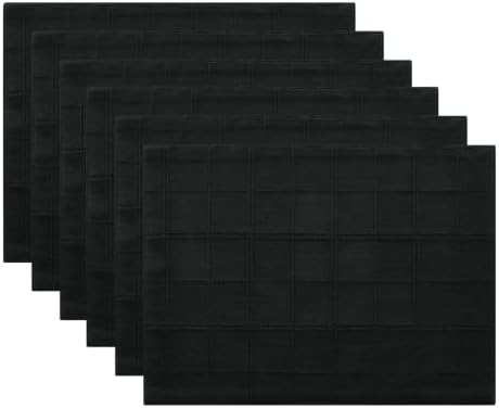 ZeeMart Linen Checked Farmhouse Placemats Set of 6, Black 13x19in - Image 7