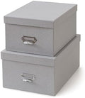 Soul & Lane - Gray Stacking Storage Boxes with Label Holders, Set of 2 by SoulLane