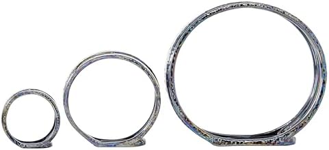 Deco 79 Ceramic Decorative Candle Holder Pillar 3 Plate Candle Stand, Set of 3 Candlestick Holder 13", 9", 6"H, Silver - Image 2