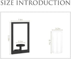 Modern Metal Wall Sconce Candle Holder Set of 2, Matte Black Floating Frame with Removable Glass Chimney, 11.8" Decorative Wall Mounted Lantern for Living Room, Patio, or Planter Display - Image 6
