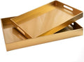Gold Decorative Serving Tray Set with Handles, Large 15.7" & Medium 13.8", Modern Plastic Design for Coffee Table, Ottoman and Home Decor (2 Pcs) by AmiTodfo