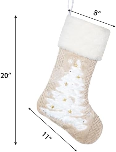 LUBOT 6 Pack Christmas Stockings Soft Large Family Xmas Stocking Set of 6 Embroidered 20" Modern Rustic Farmhouse Country Fireplace Hanging Christmas Decorations - Image 3