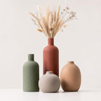 Ceramic Vase Set of 4, Modern Neutral Decorative Flower Vases by VASETOPIA