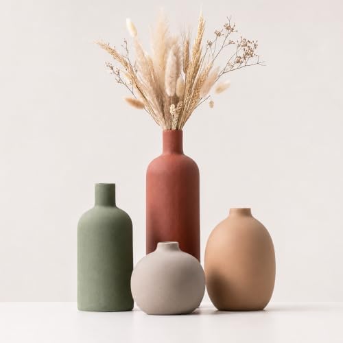 Ceramic Vase Set of 4, Modern Neutral Decorative Flower Vases by VASETOPIA