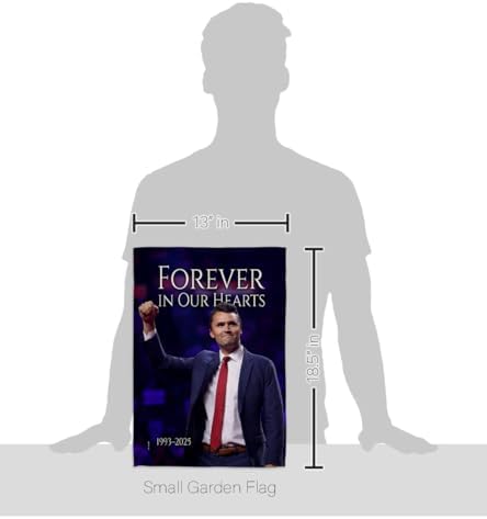 Forever In Our Hearts 1993-2025 Flag 2 Pcs Pack Wall Hanging Decor Home Porch Charlie Kirk Poster Canvas Quote Sign Freedom Support Trump Patriotism Memorial Decoration Garden Remembrance Gift - Image 2